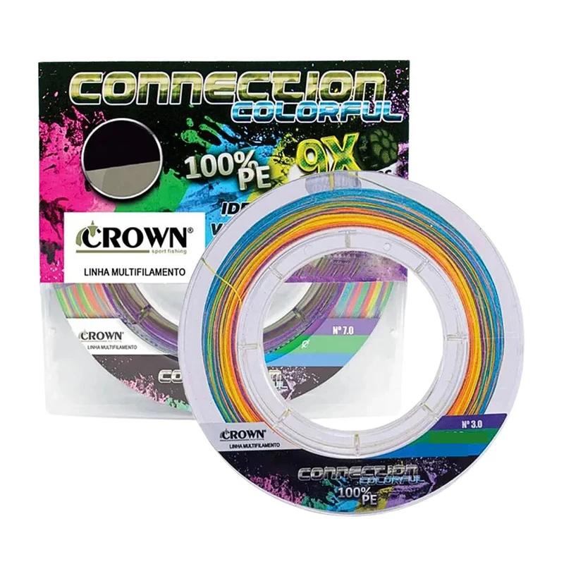 Linha multifilamento Crown Connection 9X 100% PE Colorful 150m - Multicolor